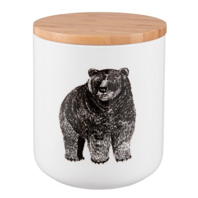 Pojemnik ceramiczny z niedźwiedziem biały