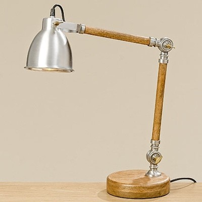 Boltze Lampka biurkowa drewniana MANGO, lampa stołowa 1007116
