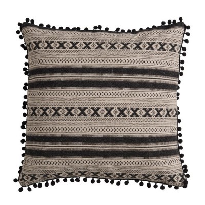 Poduszka dekoracyjna bawełniana BOHO szaro-czarna 45x45cm