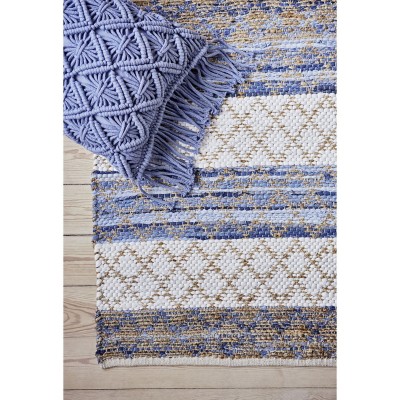 Poduszka MACRAME, bawełniana, błękitna 40 x 60 cm
