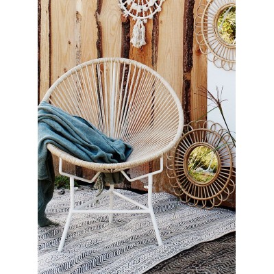 Madam Stoltz Krzesło ROPE, metalowe, sznurkowe, białe, fotel na taras FECH-0051