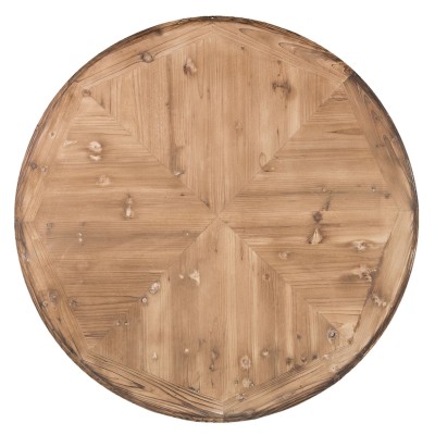 Clayre & Eef Stół okrągły SHABBY drewniany, brązowy, biały, postarzany 5H0355
