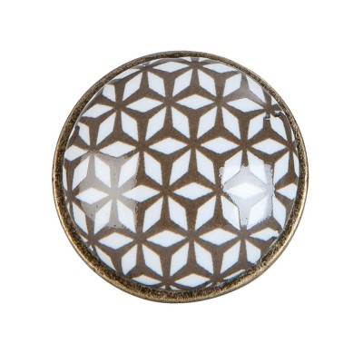 Gałka meblowa brązowa, kolonialna ceramiczna metalowa