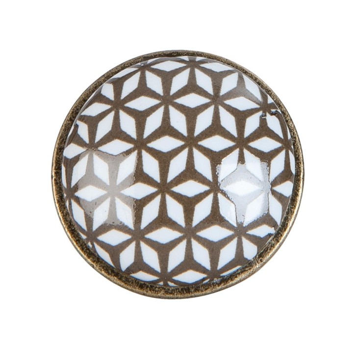 Gałka meblowa brązowa, kolonialna ceramiczna metalowa Clayre & Eef 63424
