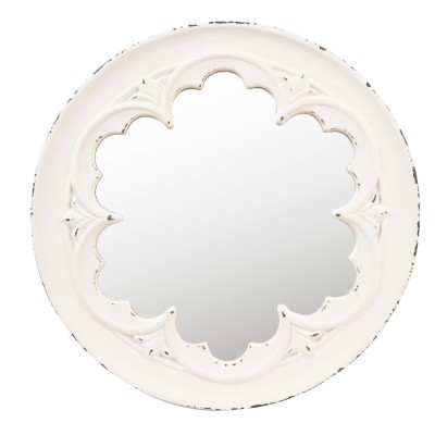 Clayre & Eef Lustro wiszące ROSETTE prowansalskie okrągłe białe postarzane 62S119W