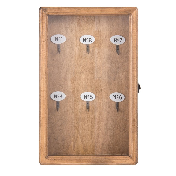Szafka na klucze drewniana z numerami wieszak na klucze Clayre & Eef 6H1570