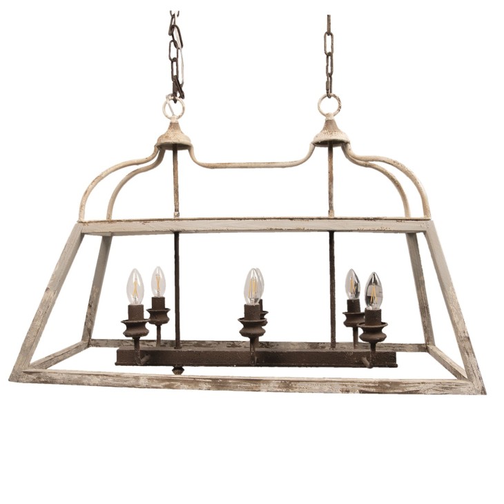 Lampa wisząca metalowa drewniana żyrandol do salonu Clayre & Eef 5LMP237