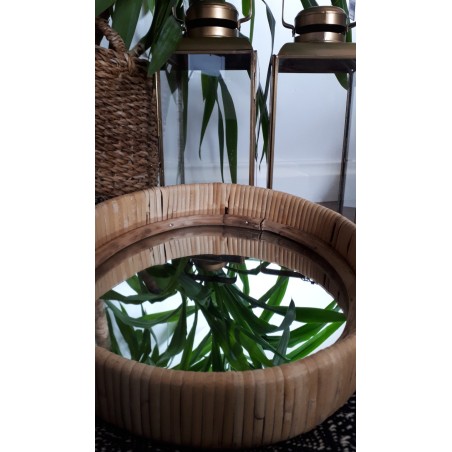 Lustro wiszące BAMBOO okrągłe, bambusowe 30 cm