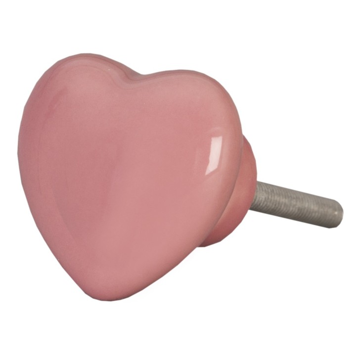 Różowa gałka meblowa SERCE ceramiczna Clayre & Eef 62320