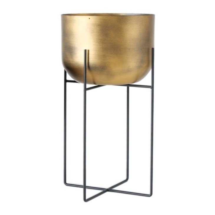 Doniczka na stojaku złota metalowa GADAL XL Boltze 1022150.2