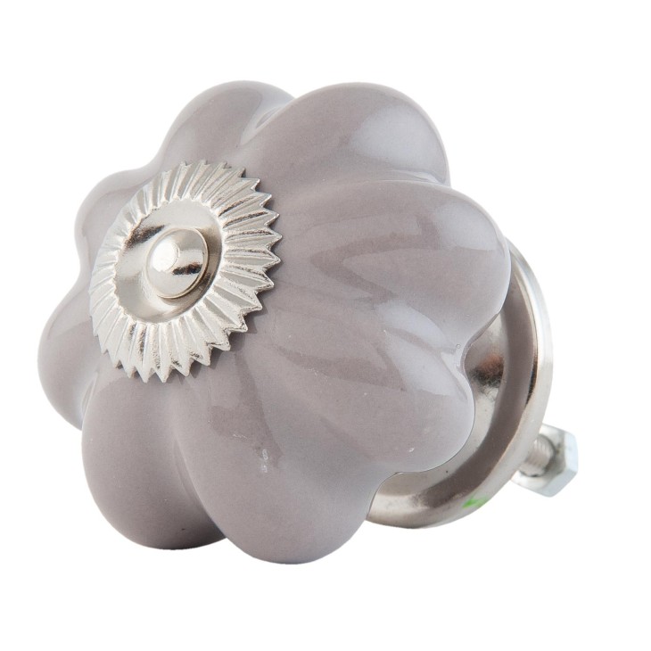 Gałka meblowa szara GREY FLOWER ceramiczna Clayre & Eef 63512