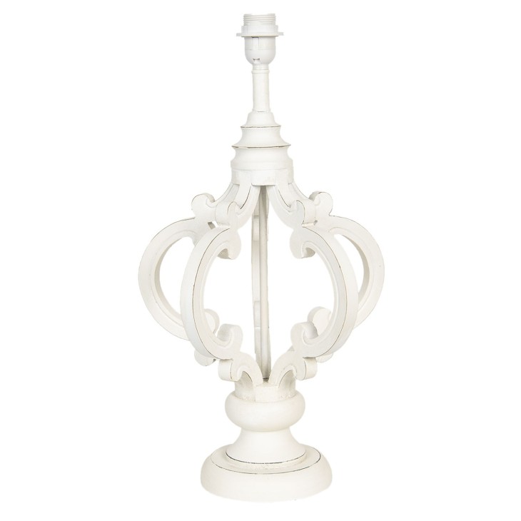 Lampa stołowa biała, drewniana LIVORNO, podstawa lampy Clayre & Eef 6LMP695