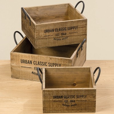 Boltze Skrzynki ozdobne drewniane SUPPLY BOX- zestaw 3 sztuki 1009548