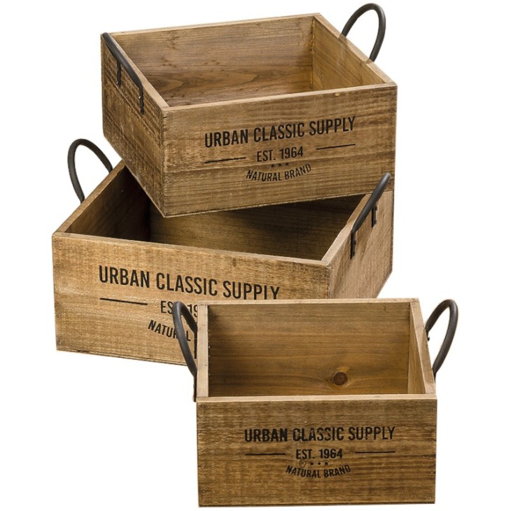 Skrzynki ozdobne drewniane SUPPLY BOX- zestaw 3 sztuki Boltze 1009548