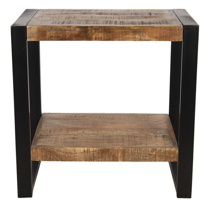 Stolik nocny, stolik pomocniczy, drewniany, metalowy Clayre & Eef 50491