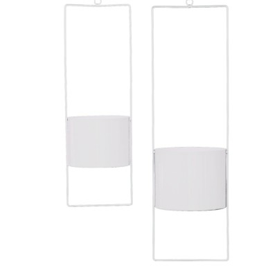 Kwietniki wiszące białe metalowe MOLA XL, L- zestaw 2 sztuki