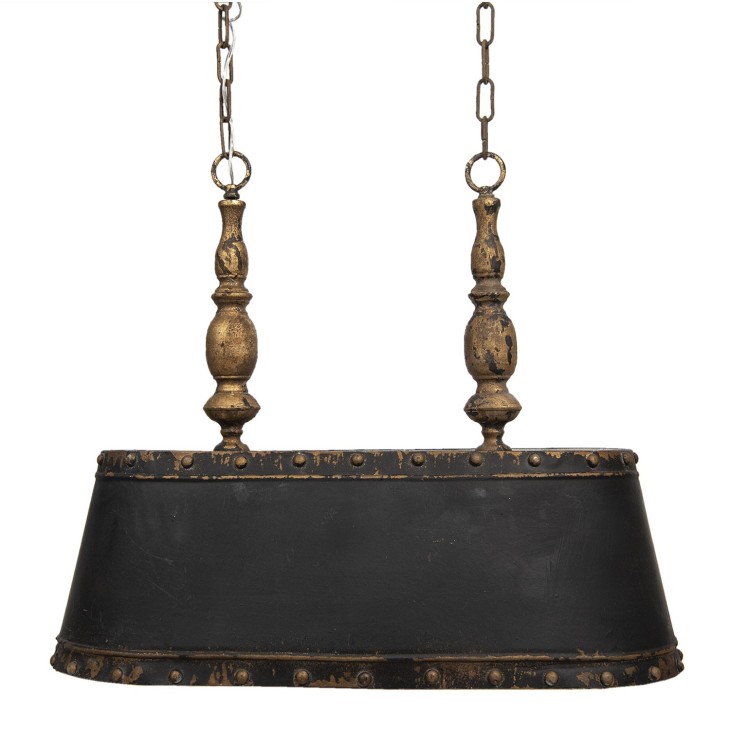 Lampa wisząca żyrandol czarno-złoty postarzany Clayre & Eef 5LMP309