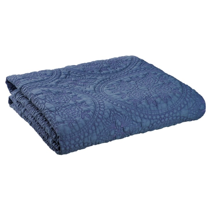 PLED Narzuta na łóżko STONEWASHED pled niebieski 150 x 150 Clayre & Eef Q181.015BL