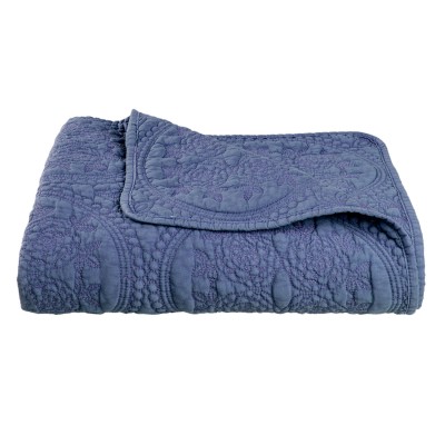 Clayre & Eef PLED Narzuta na łóżko STONEWASHED pled niebieski 150 x 150 Q181.015BL