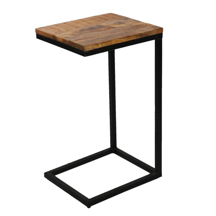 Stolik industrialny metalowy drewniany stolik kawowy pomocnik Clayre & Eef 50489