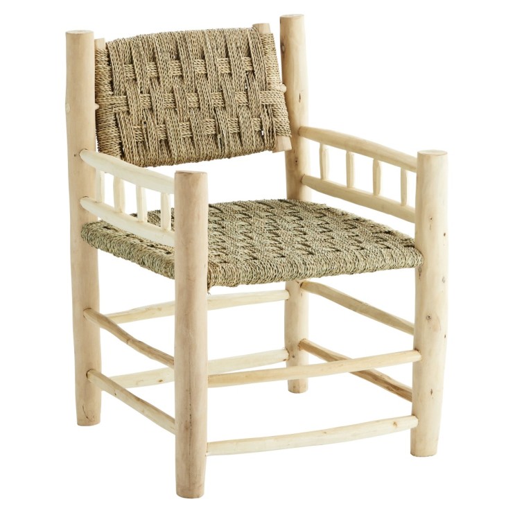Fotel drewniany BOHO, krzesło drewniane naturalne Madam Stoltz MAR-23