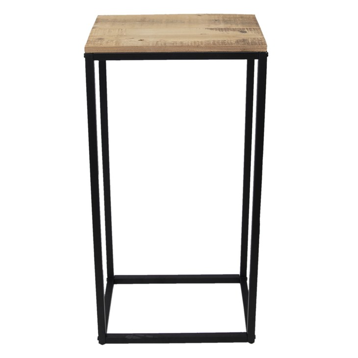 Stolik metalowy industrialny drewniany stolik kawowy pomocnik Clayre & Eef 50309