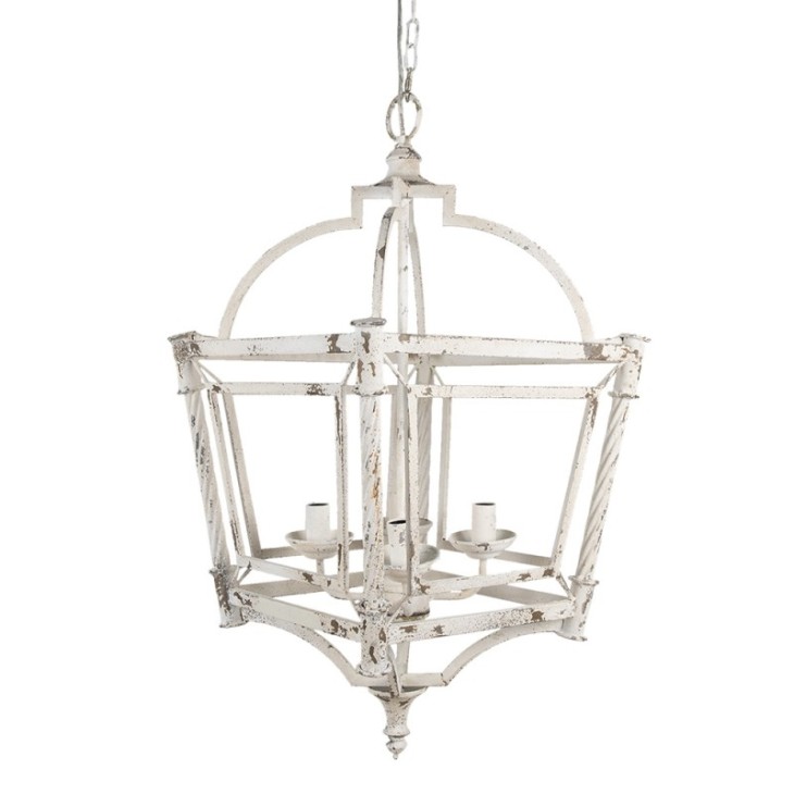 Lampa prowansalska metalowa biała żyrandol do salonu Clayre & Eef 5LMP650