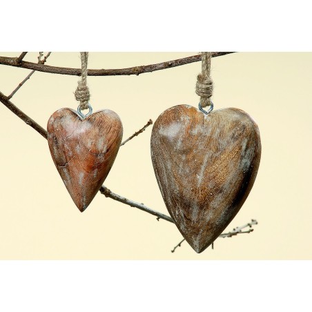 Serce z drewna mango - Zawieszka dekoracyjna 10cm