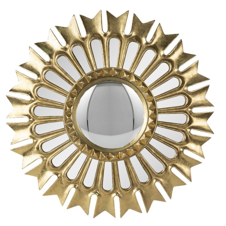 Lustro wiszące okrągłe złote rzeźbione lustro ścienne Clayre & Eef 62S255