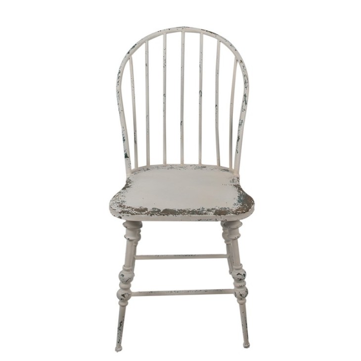 Krzesło białe metalowe do jadalni postarzane Clayre & Eef 5Y1085