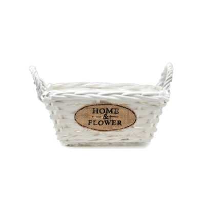 Doniczka wiklinowa biała kosze HOME & FLOWER 25x18x13cm