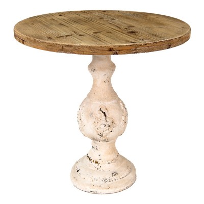 Clayre & Eef Stół drewniany prowansalski biały postarzany, stolik pomocnik 5H0614