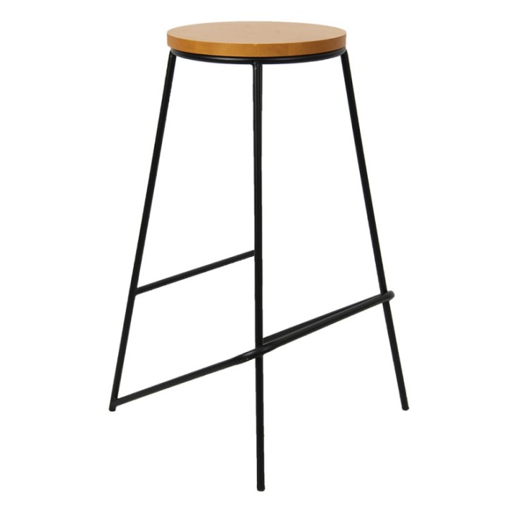 Krzesło barowe, hoker drewniany metalowy Clayre & Eef 50542