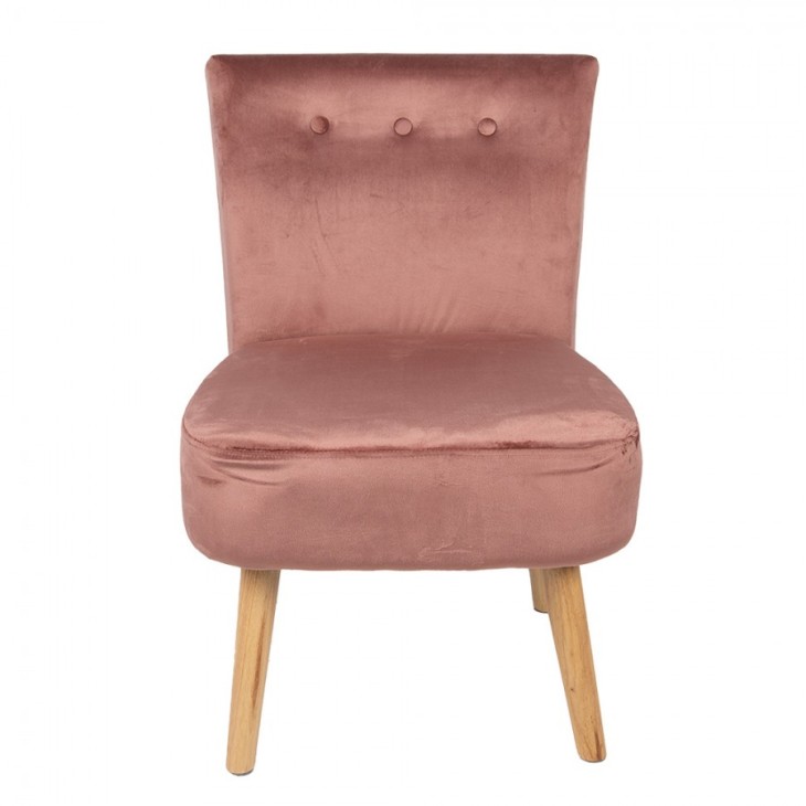 Krzesło do jadalni, fotel tapicerowany zgaszony róż Clayre & Eef 50710