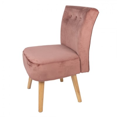 Clayre & Eef Krzesło do jadalni, fotel tapicerowany zgaszony róż 50710