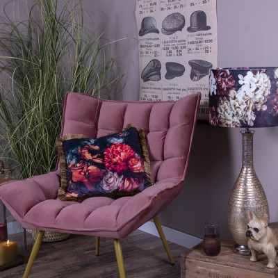 Clayre & Eef Fotel różowy do salonu tapicerowany 50558P