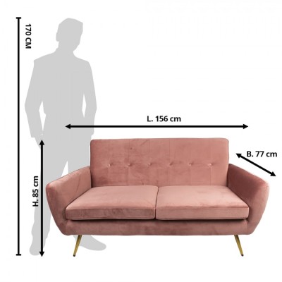Clayre & Eef Sofa różowa tapicerowana 2 osobowa 50562P