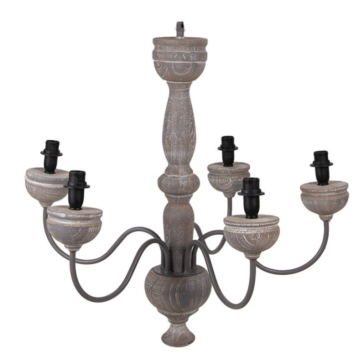 Lampa wisząca drewniana rustykalna żyrandol Clayre & Eef 5LMP360