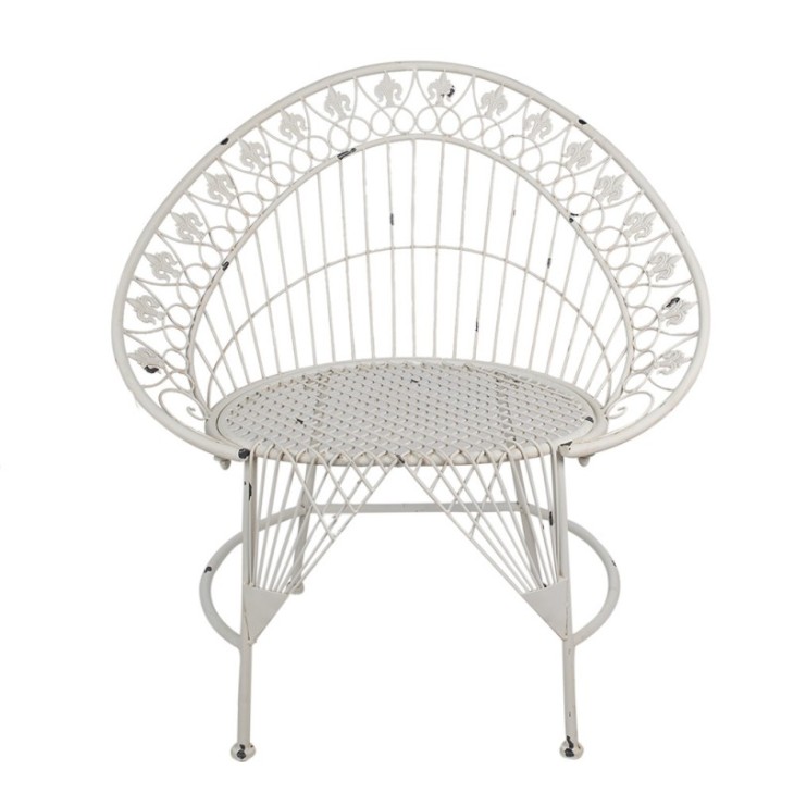 Krzesło ogrodowe białe metalowe Clayre & Eef 5Y1199
