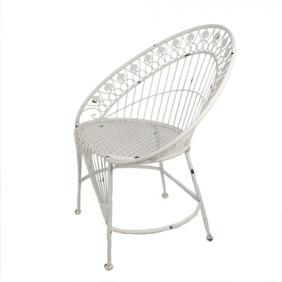 Clayre & Eef Krzesło ogrodowe białe metalowe 5Y1199