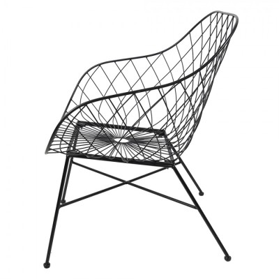 Clayre & Eef Krzesło metalowe czarne, fotel do jadalni 5Y0955