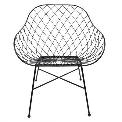 Clayre & Eef Krzesło metalowe czarne, fotel do jadalni 5Y0955