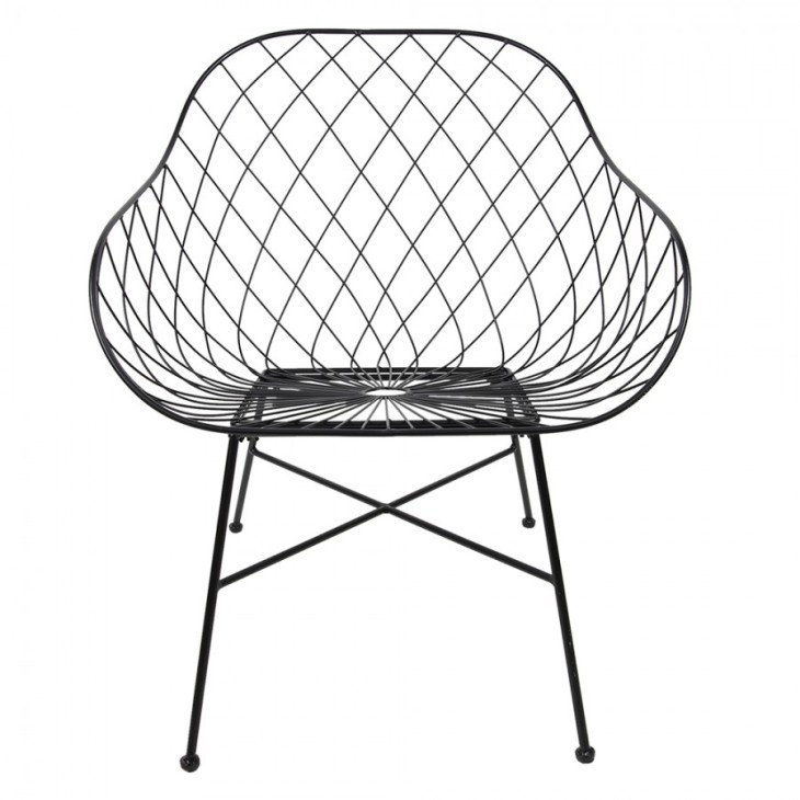 Krzesło metalowe czarne, fotel do jadalni Clayre & Eef 5Y0955